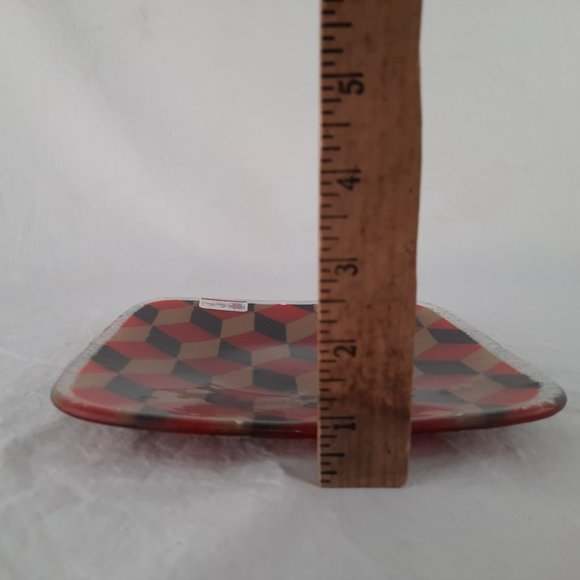 ❤️❤️ Peggy Karr Fused Glass 8" square plate - Picture 5 of 5